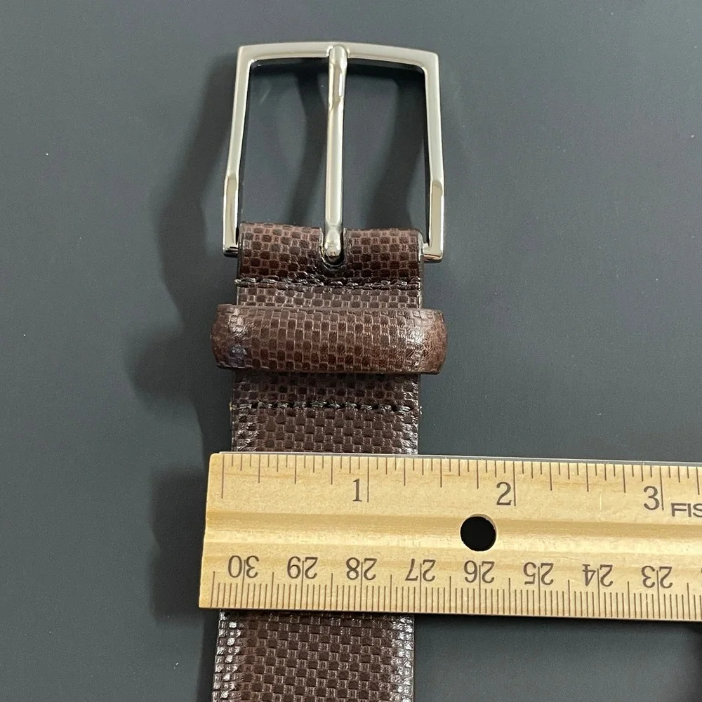 38/95 Fullum & Holt Belt Mens Brown Textured Leather Silver Buckle 04414B Cowboy
